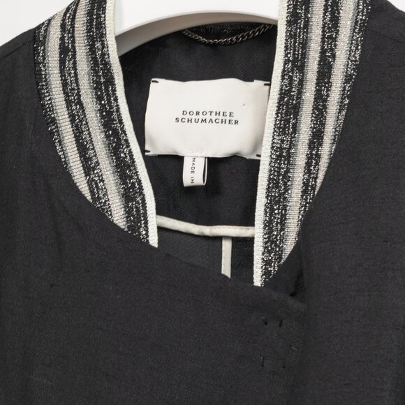 Dorothee Schumacher Black Linen Shantung Metallic-Collar Jacket - Picture 4 of 10